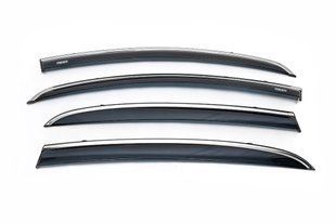 Ветровики с хромированным молдингом (4 шт, Niken). Opel Corsa D 2007-2014 гг. 047op090201 фото