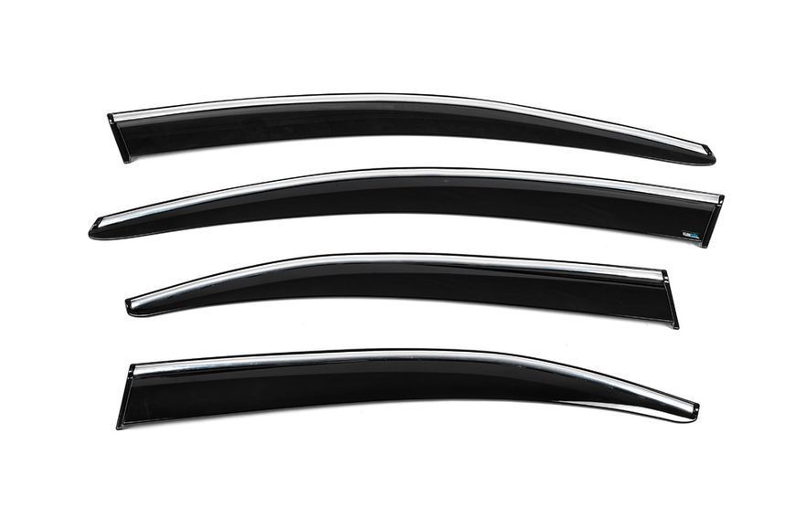 Ветровики с хромированным молдингом (4 шт., Sunplex Chrome). Citroen C-Elysee 2013-2022 гг. plus1019002 фото