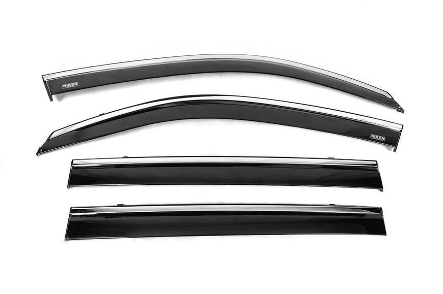 Ветровики с хромированным молдингом (4 шт, Niken). Toyota Land Cruiser 200 2007-2021 гг. 047ty130201 фото