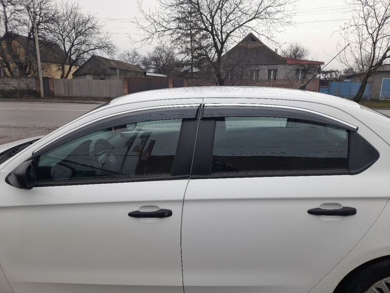 Ветровики с хромированным молдингом (4 шт., Sunplex Chrome). Peugeot 301 2012- гг. plus1019002 фото